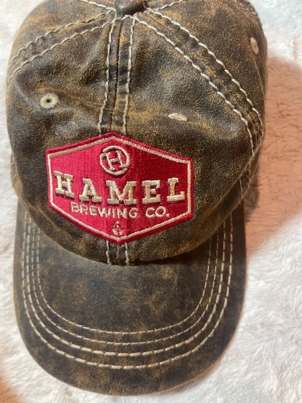 Hamel Brewing Co. Red Patch Distressed Brown Baseball Cap
